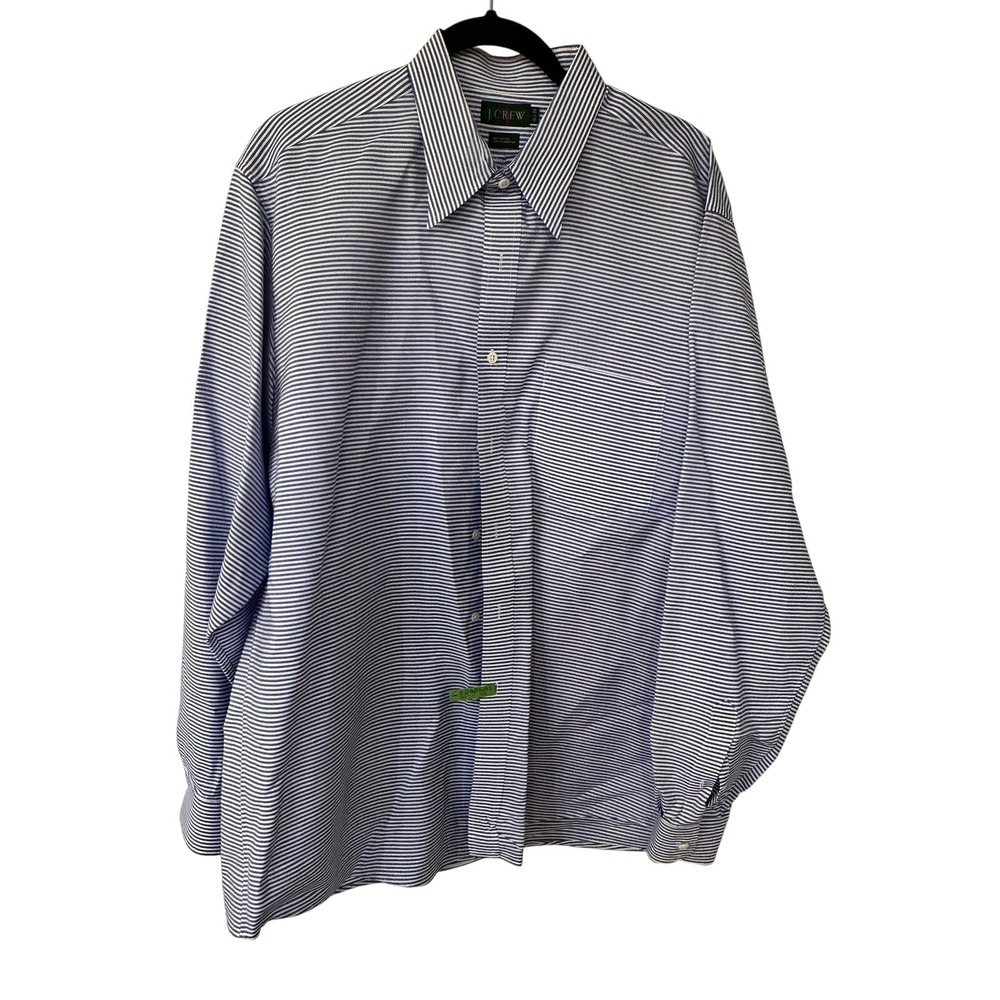 J.Crew Blue White Micro Stripe Cotton Button Down Shirt Womens 16.5 35